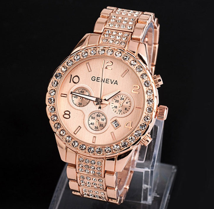 Geneva diamond calendar watch women fashion