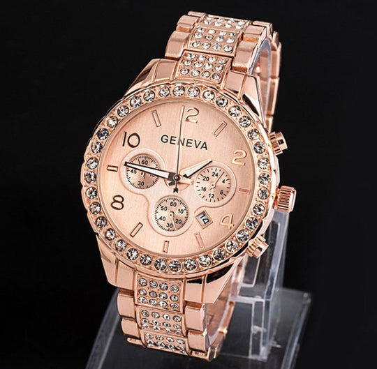 Geneva diamond calendar watch women fashion