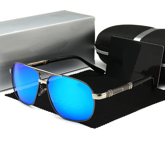 Mans Sonbrille Met Gepolariseerde Vierkantige Rame En Sonbrille Met Sonbril