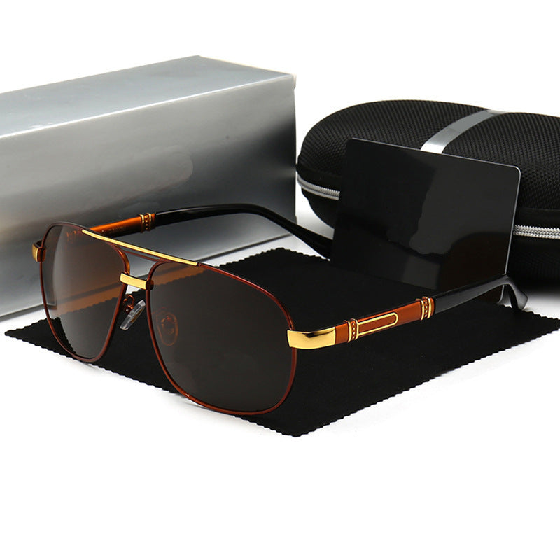 Mans Sonbrille Met Gepolariseerde Vierkantige Rame En Sonbrille Met Sonbril