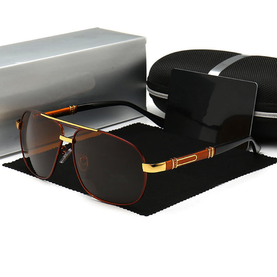 Mans Sonbrille Met Gepolariseerde Vierkantige Rame En Sonbrille Met Sonbril