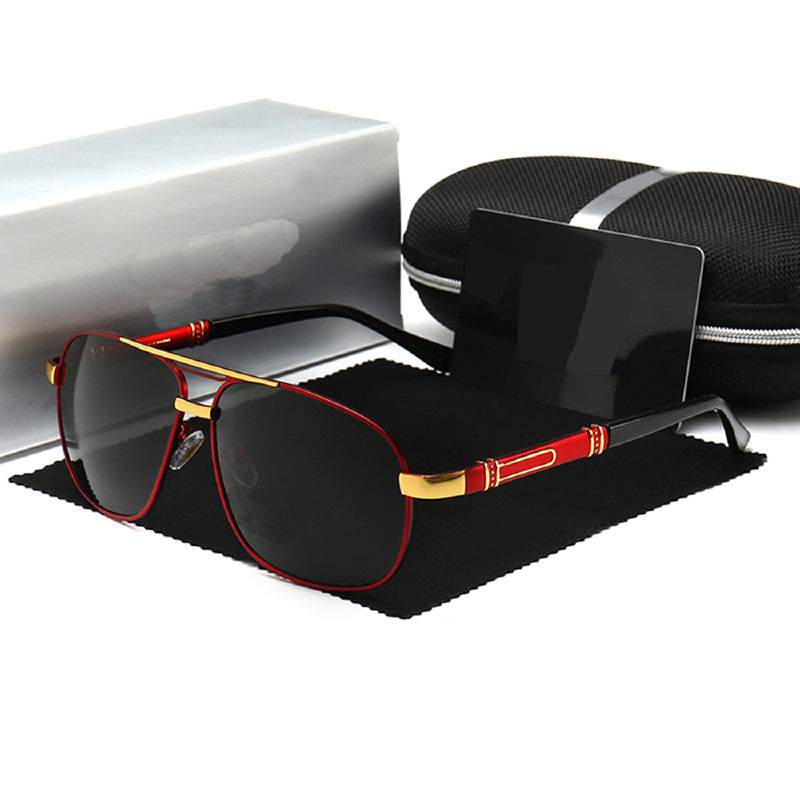 Mans Sonbrille Met Gepolariseerde Vierkantige Rame En Sonbrille Met Sonbril