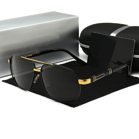 Mans Sonbrille Met Gepolariseerde Vierkantige Rame En Sonbrille Met Sonbril
