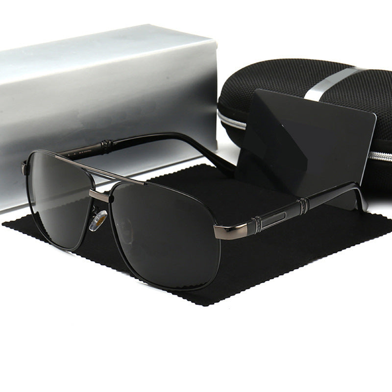 Mans Sonbrille Met Gepolariseerde Vierkantige Rame En Sonbrille Met Sonbril