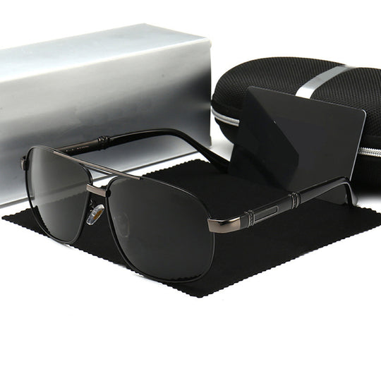 Mans Sonbrille Met Gepolariseerde Vierkantige Rame En Sonbrille Met Sonbril