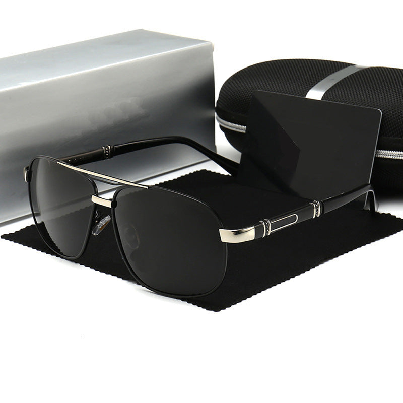 Mans Sonbrille Met Gepolariseerde Vierkantige Rame En Sonbrille Met Sonbril