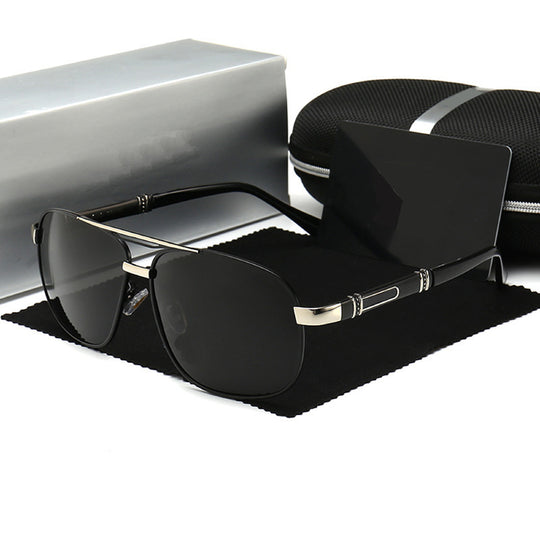 Mans Sonbrille Met Gepolariseerde Vierkantige Rame En Sonbrille Met Sonbril