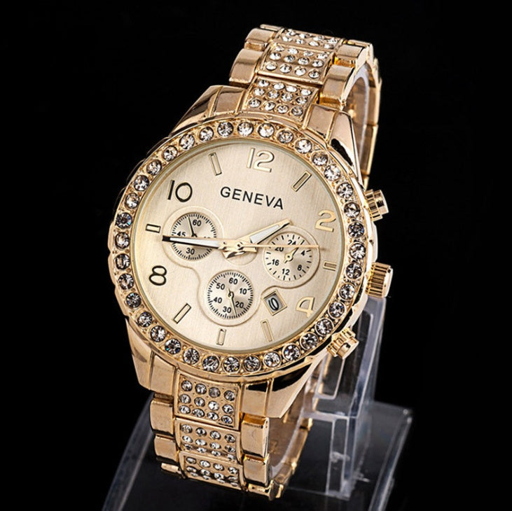 Geneva diamond calendar watch women fashion