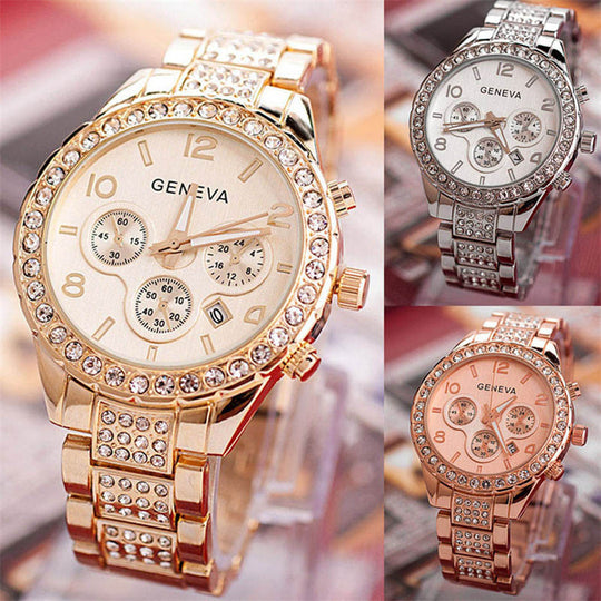 Geneva diamond calendar watch women fashion