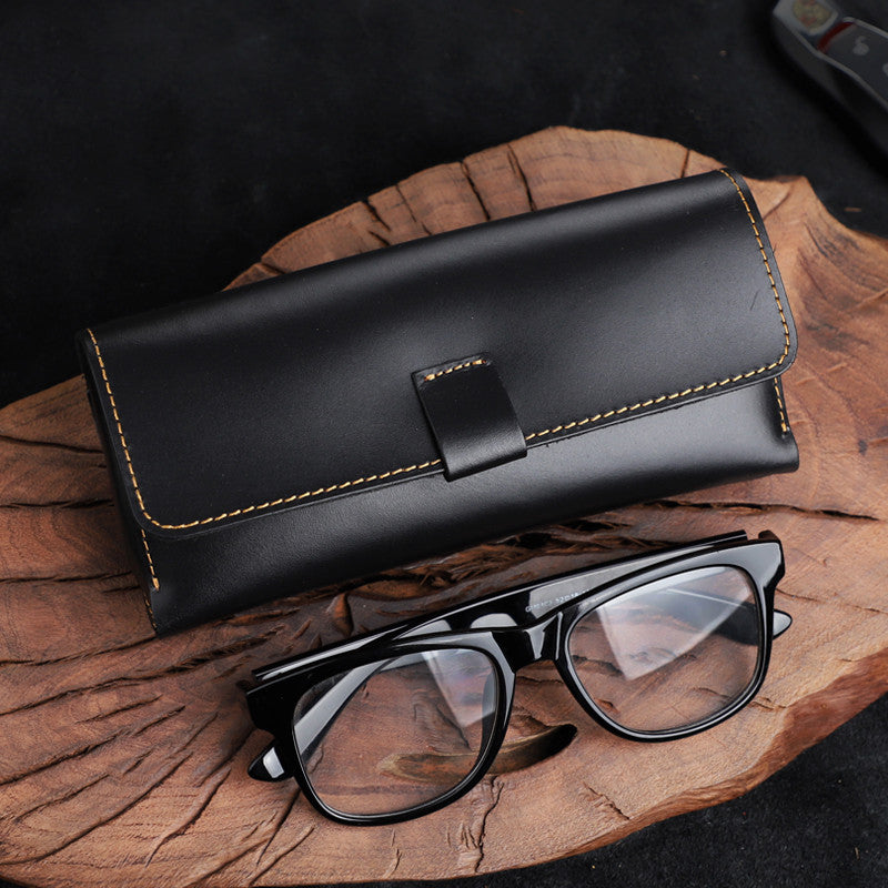 Anti-stress Handmade Genuine Leather Sunglass Case Top Layer