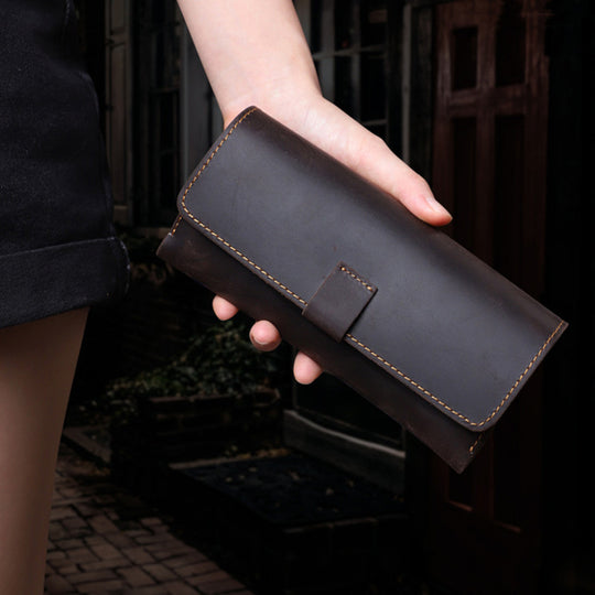 Anti-stress Handmade Genuine Leather Sunglass Case Top Layer